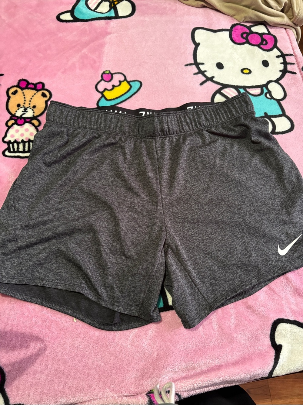 Nike Women's Dark Gray Athletic Shorts with Swoosh